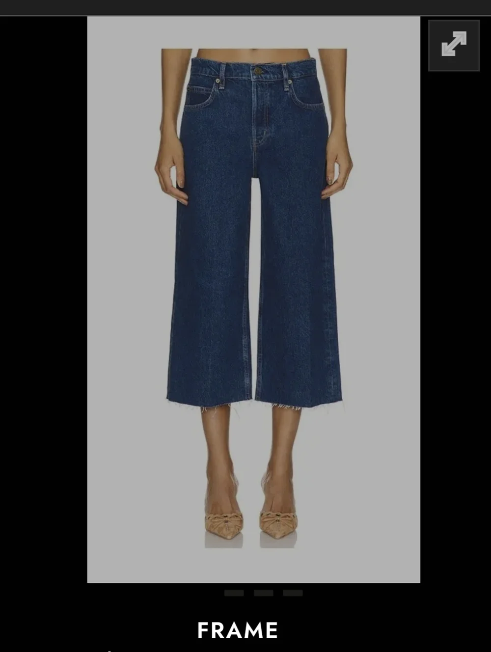 Frame Easy Capri Denim Dark Blue‎ High-Rise Wide Crop Jeans